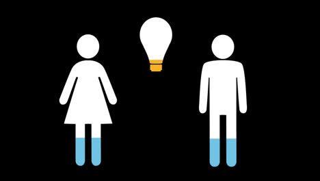 Male,-female-and-light-bulb-shapes-filling-up-with-colours-4k