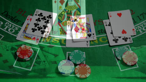 Digitale-Zusammensetzung-Von-Pokerchips-Auf-Der-Grünen-Matte