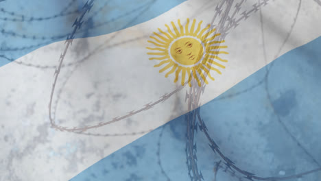 Stacheldraht-Gegen-Argentinische-Flagge