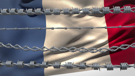Barbed-wires-against-France-flag