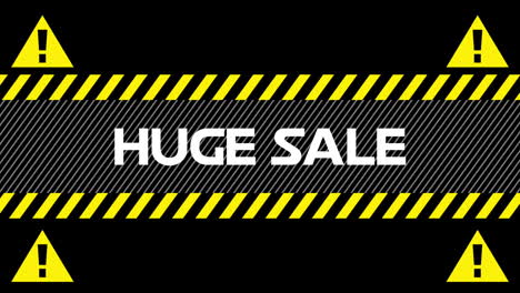 Huge-Sale-text-between-industrial-ribbons-and-warning-signs-4k
