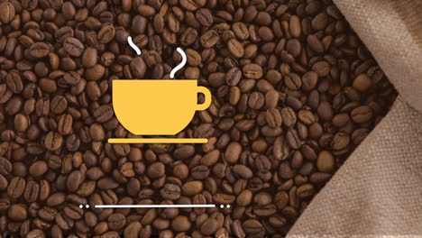 Heißes-Gelbes-Kaffeetassen-Logo-Und-Kaffeebohnen