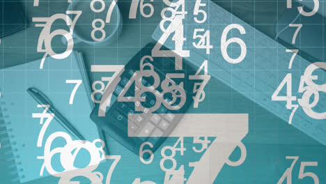 3D-illustration-of-numbers-against-office-desk-background