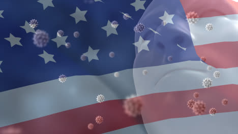 Covid-19-cells-and-human-head-model-against-US-flag-waving