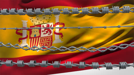 Barbed-wires-against-Spain-flag