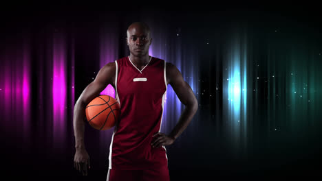 Männlicher-Basketballspieler-Vor-Mehrfarbigem-Hintergrund