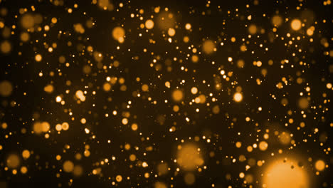 Animation-of-glowing-gold-spots-of-light-moving-in-hypnotic-motion-on-brown-background