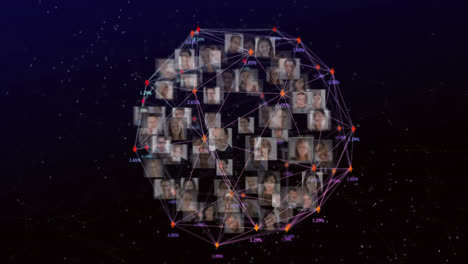 Digital-composite-video-of-web-of-connections-with-numbers-and-pictures-of-people