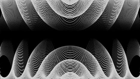 Animation-Fließender-Spiralen-Und-Eines-Netzes-Aus-Netzwerkverbindungen,-Die-Sich-Auf-Einem-Schwarzen-Hintergrund-Bewegen