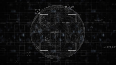 Quadratischer-Scanner-Scannt-Globus-Vor-Schwarzem-Hintergrund