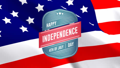Happy-Independence-Day,-4th-of-July-text-in-badge-and-flag