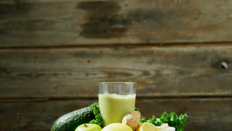Ingredients-and-vegetable-smoothie-on-table-4k