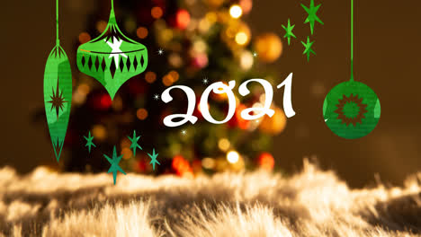 2021-Geschrieben-Vor-Einem-Defokussierten-Weihnachtsbaum