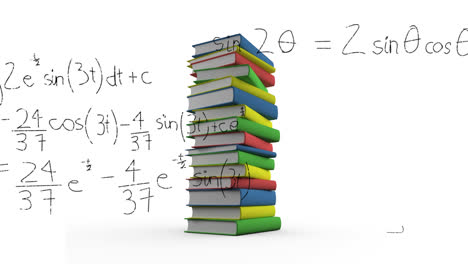 Stapel-Bücher-Und-Mathematische-Gleichungen-Und-Grafiken