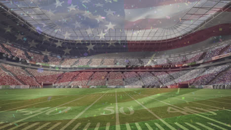 Amerikanische-Wehende-Flagge-Vor-Professionellem-Stadion