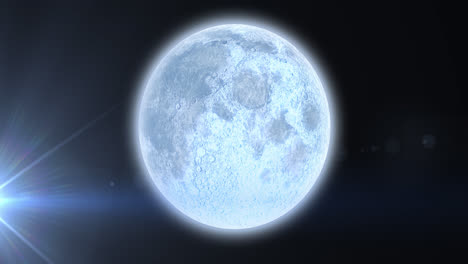 Animation-Des-Planeten-Erde-Mit-Leuchtendem-Lichtpunkt-Auf-Blauem-Hintergrund