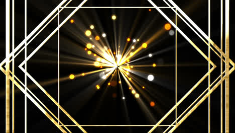 Animation-of-golden-squares-and-flickering-lights-