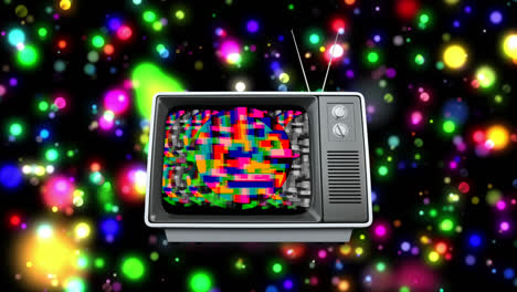 Old-television-and-colorful-bokeh