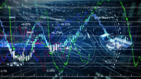 Animation-of-stock-market-display-on-glowing-background.