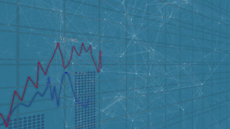 Animation-Einer-Börsenanzeige-Mit-Einem-Netzwerk-Von-Verbindungen-Auf-Blauem-Hintergrund.-