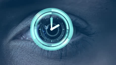 Uhrwerk-Und-Menschliches-Auge