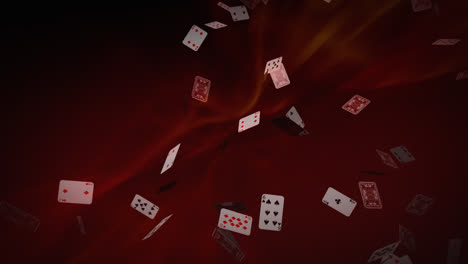Cards-falling-down-against-a-red-background