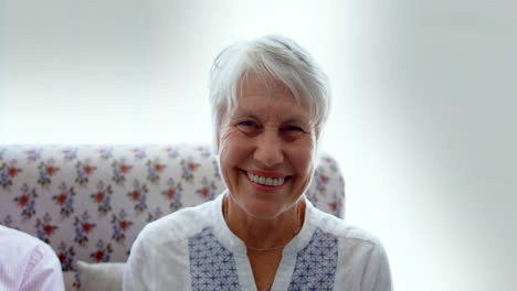Front-view-of-active-Caucasian-senior-woman-sitting-in-the-nursing-home-4k