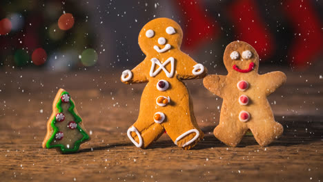 Falling-snow-with-Christmas-gingerbread-decoration