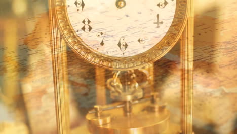 Old-fashioned-clock-with-spinning-map