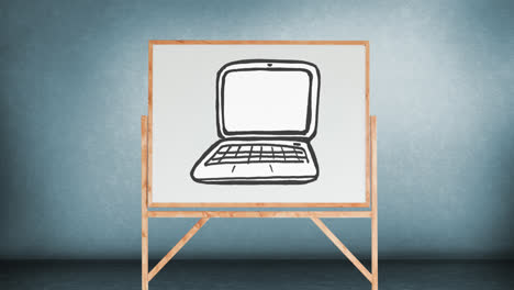 Zeichnung-Eines-Laptops-Auf-Einer-Weißen-Tafel
