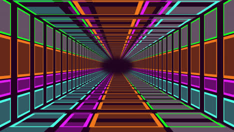 Moving-through-a-neon-lit-rectangular-tunnel