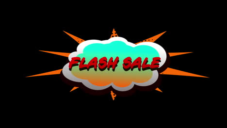 Flash-Sale-text-in-cartoon-style-cloud-above-explosion-4k
