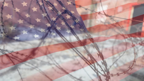 Barbed-wires-against-American-flag