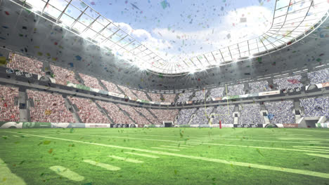 Animation-of-rugby-stadium-with-confetti-falling-from-the-sky-