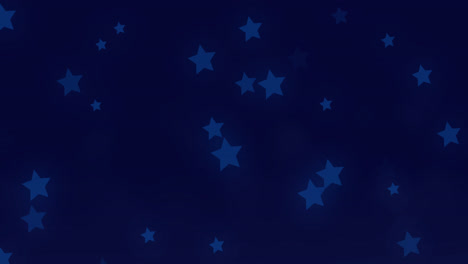 Animation-of-glowing-blue-stars-twinkling-and-moving-in-hypnotic-motion-on-dark-blue-background