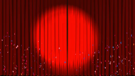 Animation-of-multi-coloured-confetti-falling-over-red-curtains-opening