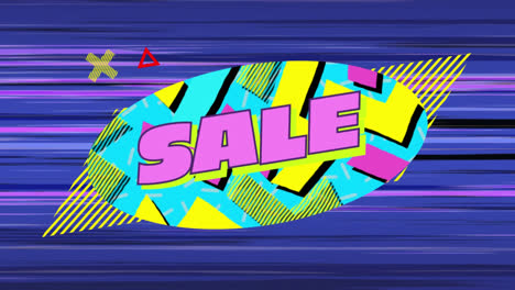 Verkaufsgrafik-In-Türkisem-Oval-Auf-Bewegtem-Violettem-Hintergrund