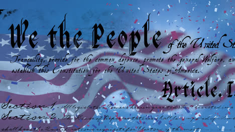 Written-constitution-of-the-United-States-and-flag-with-confetti