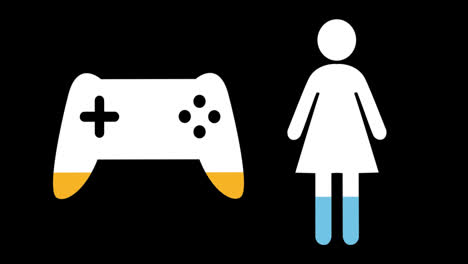 Female-and-game-controller-shapes-filling-up-with-colours-4k