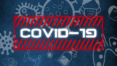 Covid-19-Text-Gegen-Coronavirus-Konzeptsymbole-Auf-Blauem-Hintergrund