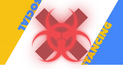 Social-distancing-text-against-biohazard-and-red-cross-sign
