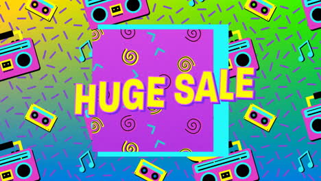 Huge-sale-graphic-on-green-to-blue-background-4k