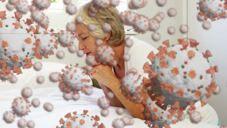 Covid-19-Zellen-Bewegen-Sich-Gegen-Betende-ältere-Frau