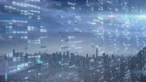 Animation-of-cityscape-over-data-processing-