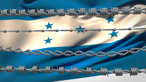 Stacheldraht-Vor-Der-Flagge-Von-Honduras