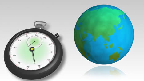 Globe-spinning-with-fast-moving-stopwatch