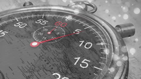Stopwatch-ticking-and-world-map