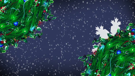 Weihnachtsstechpalmenkranz-Und-Lichter-Mit-Fallendem-Schnee