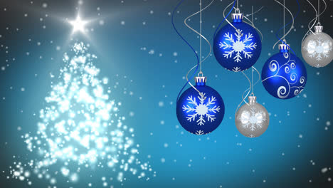 Animation-of-spinning-glowing-christmas-tree