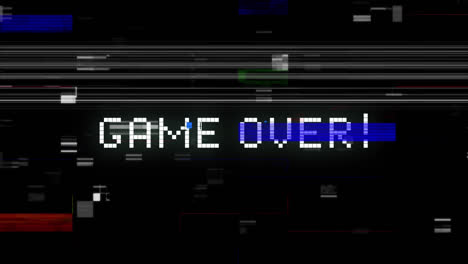 Game-over-written-in-white-distorting-on-black-background-with-colourful-interference